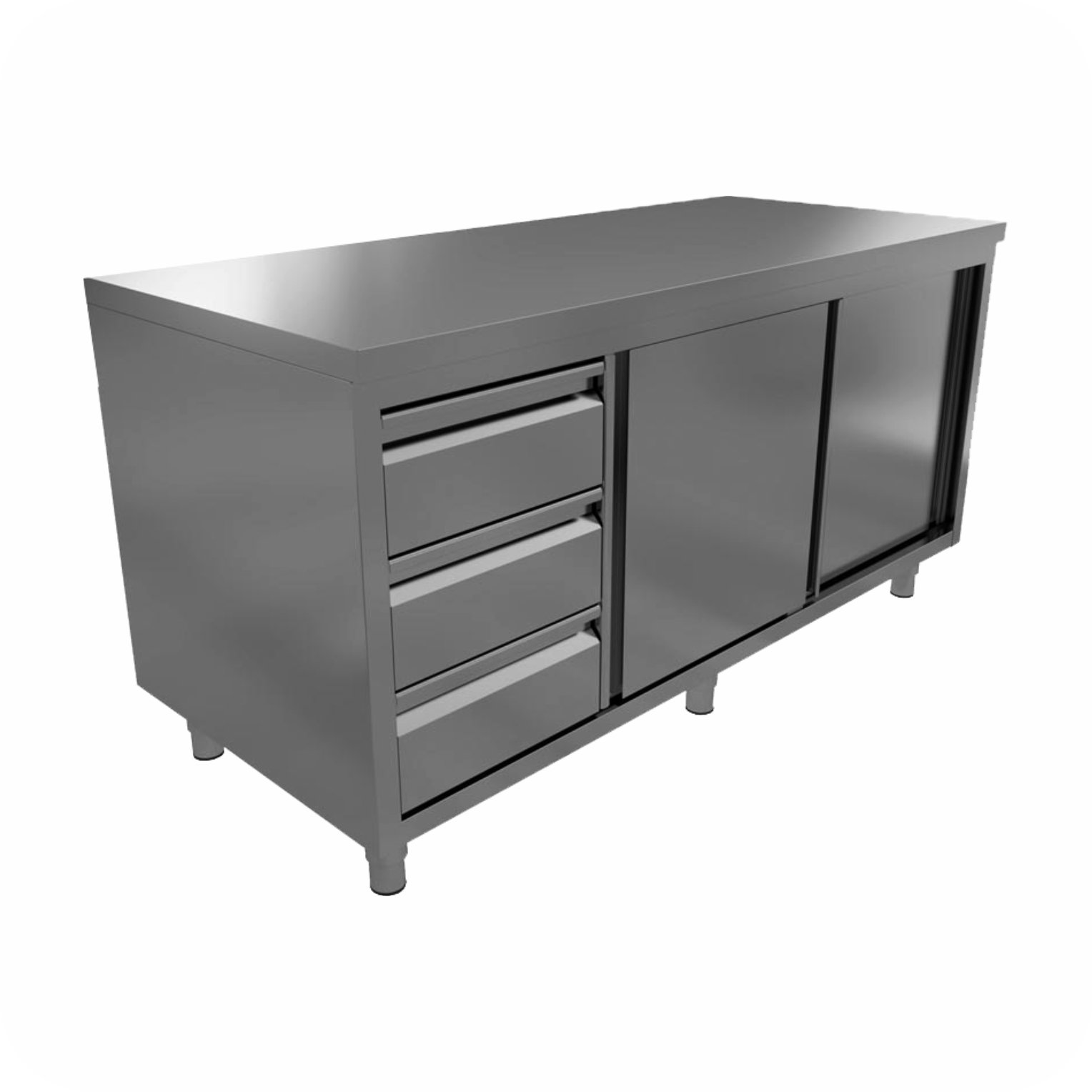 1200x60x85 Werktafel Lade Rechts Met Schuifdeuren WTS-1206085-R