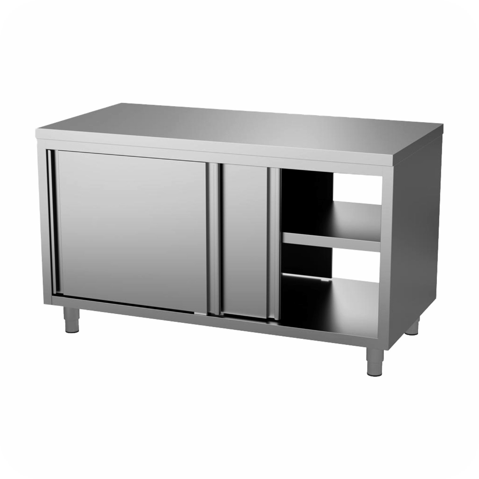 200x60x85 Doorgeef Werktafel 2 Zijdes Schuifdeuren WT-2006085-2S