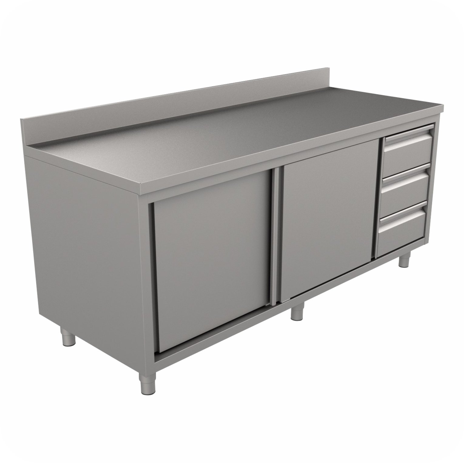 1800x60x85 Werktafel Lade Links Met Schuifdeuren + Opstaande Rand WTS-1806085-SL