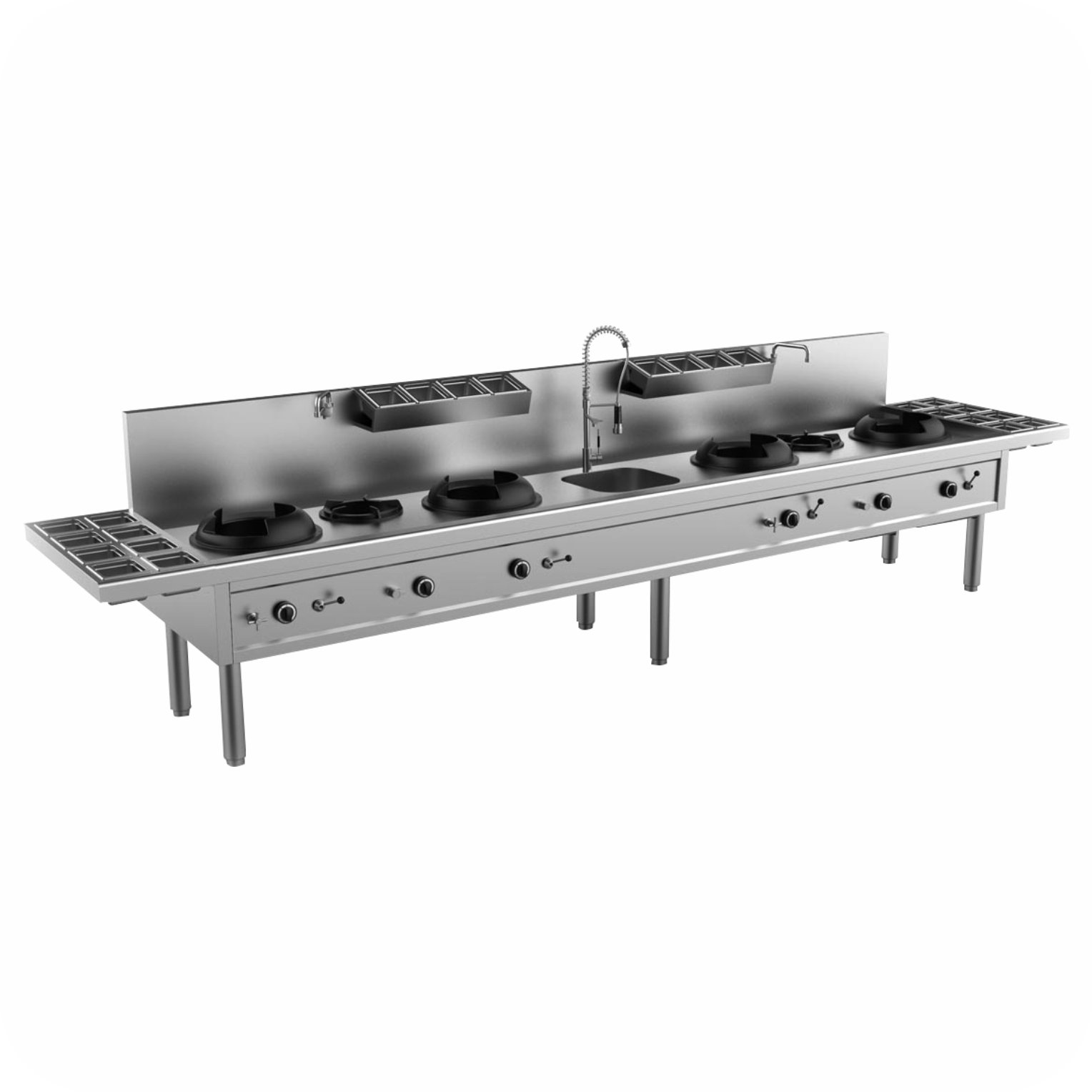 Wok Table 4+2 burners WK-4+2-E